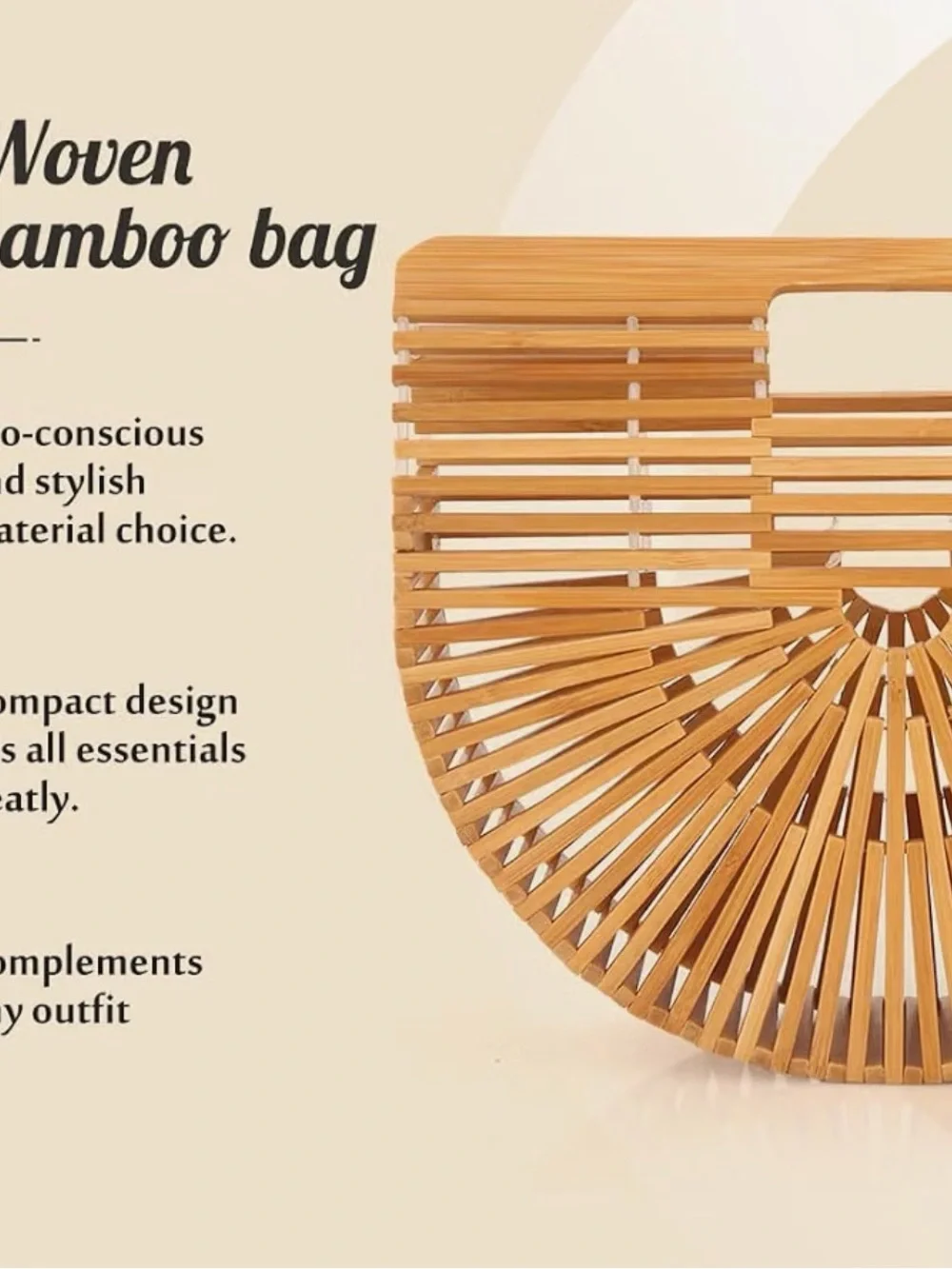 Natural Bamboo Arc Tote - Unbranded